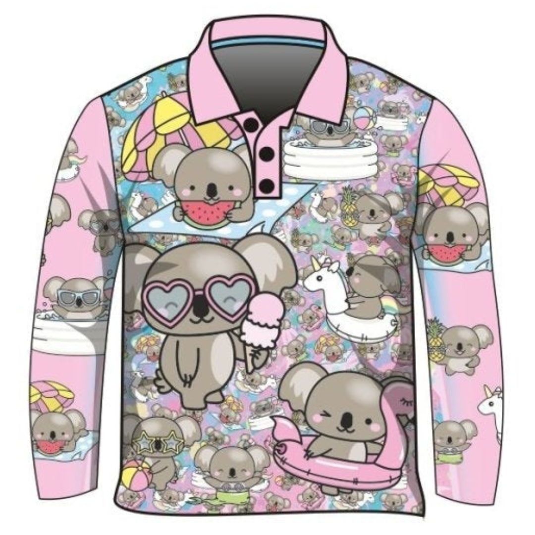 Kids | Ko Ko Koala Sun Shirt Z and TEE Australia Australia Day Australian camping fishing GIRLS DESIGNS LJM Preorder quick dry spo-default spo-disabled sun sun shirt sun shirts sunsafe uv