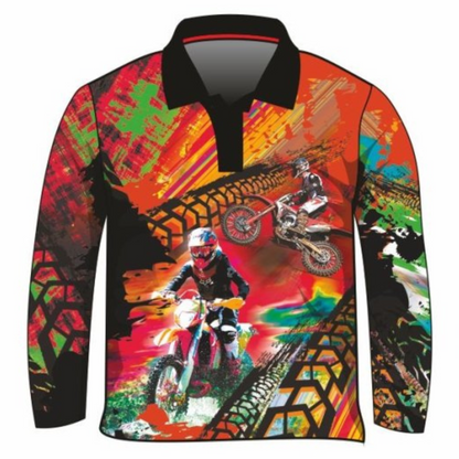 Motorbike Orange Shirt Long or Short Sleeve Z and TEE boy boys BOYS DESIGNS camping dirt bike fishing honda LJM men MEN'S DESIGNS mens MENS DESIGNS Preorder quick dry spo-default spo-disabled sun sun shirt sun shirts sunsafe uv xtreme