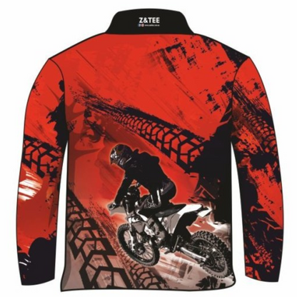 Extreme | Motorbike Red Shirt Long or Short Sleeve Z and TEE boy boys BOYS DESIGNS camping dirt bike fishing honda LJM men MEN'S DESIGNS mens MENS DESIGNS Preorder quick dry spo-default spo-disabled sun sun shirt sun shirts sunsafe uv xtreme