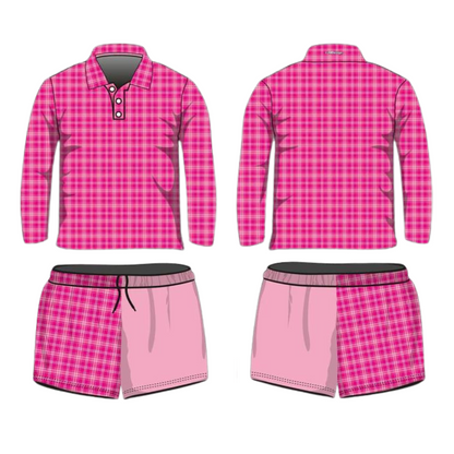 Australian | Pink Flanny Long or Short Sleeve Sun Shirt Z and TEE camping fishing LJM Preorder quick dry spo-default spo-disabled sun sun shirt sun shirts sunsafe tartan uv Women WOMEN'S DESIGNS Women's Fishing Shirt womens