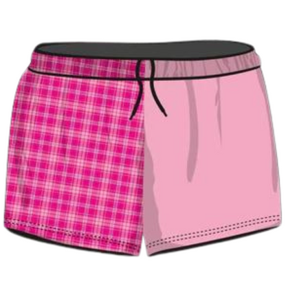 Rugby Shorts | Pink Flanny Tartan Shorts LJM Designs camping FISHING in stock ladies Ladies Fishing LJM quick dry spo-default spo-disabled sun sun shirt sun shirts sunsafe SWIMMING uv Women WOMEN'S DESIGNS Women's Fishing womens z&tee