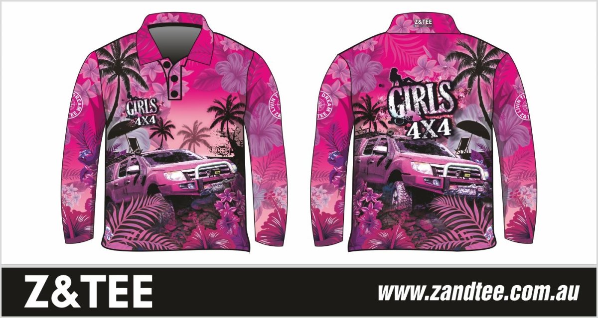 Rugby Shorts | Girls 4x4 Tropical Pink LJM Designs camping cape york CAPE YORK DESIGNS FISHING in stock LJM quick dry spo-default spo-disabled sun sun shirt sun shirts sunsafe SWIMMING TROPICAL DESIGNS uv Women WOMEN'S DESIGNS Women's Fishing womens z&tee