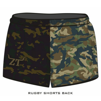 Rugby Shorts | Camo Commando Khaki Green LJM Designs camping FISHING in stock LJM men MEN'S DESIGNS mens MENS DESIGNS quick dry spo-default spo-disabled sun sun shirt sun shirts sunsafe SWIMMING uv z&tee