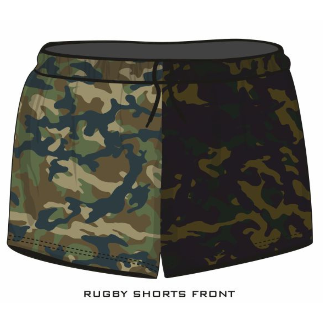 Rugby Shorts | Camo Commando Khaki Green LJM Designs camping FISHING in stock LJM men MEN'S DESIGNS mens MENS DESIGNS quick dry spo-default spo-disabled sun sun shirt sun shirts sunsafe SWIMMING uv z&tee