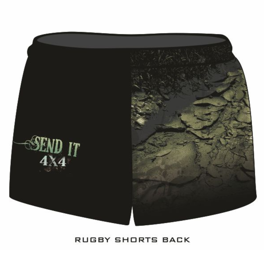 Rugby Shorts | Send It 4x4 Khaki LJM Designs 4wd 4x4 4X4 DESIGNS camping FISHING in stock LJM men MEN'S DESIGNS mens MENS DESIGNS quick dry spo-default spo-disabled sun sun shirt sun shirts sunsafe SWIMMING uv z&tee