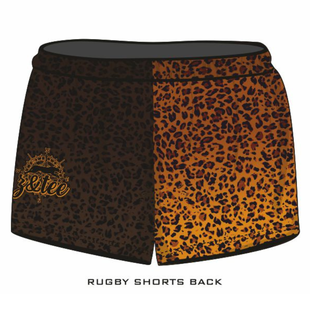 Rugby Shorts | Wild Side Leopard Print LJM Designs camping cape york CAPE YORK DESIGNS FISHING in stock leopard leopard print LJM quick dry spo-default spo-disabled sun sun shirt sun shirts sunsafe SWIMMING uv Women WOMEN'S DESIGNS Women's Fishing womens z&tee