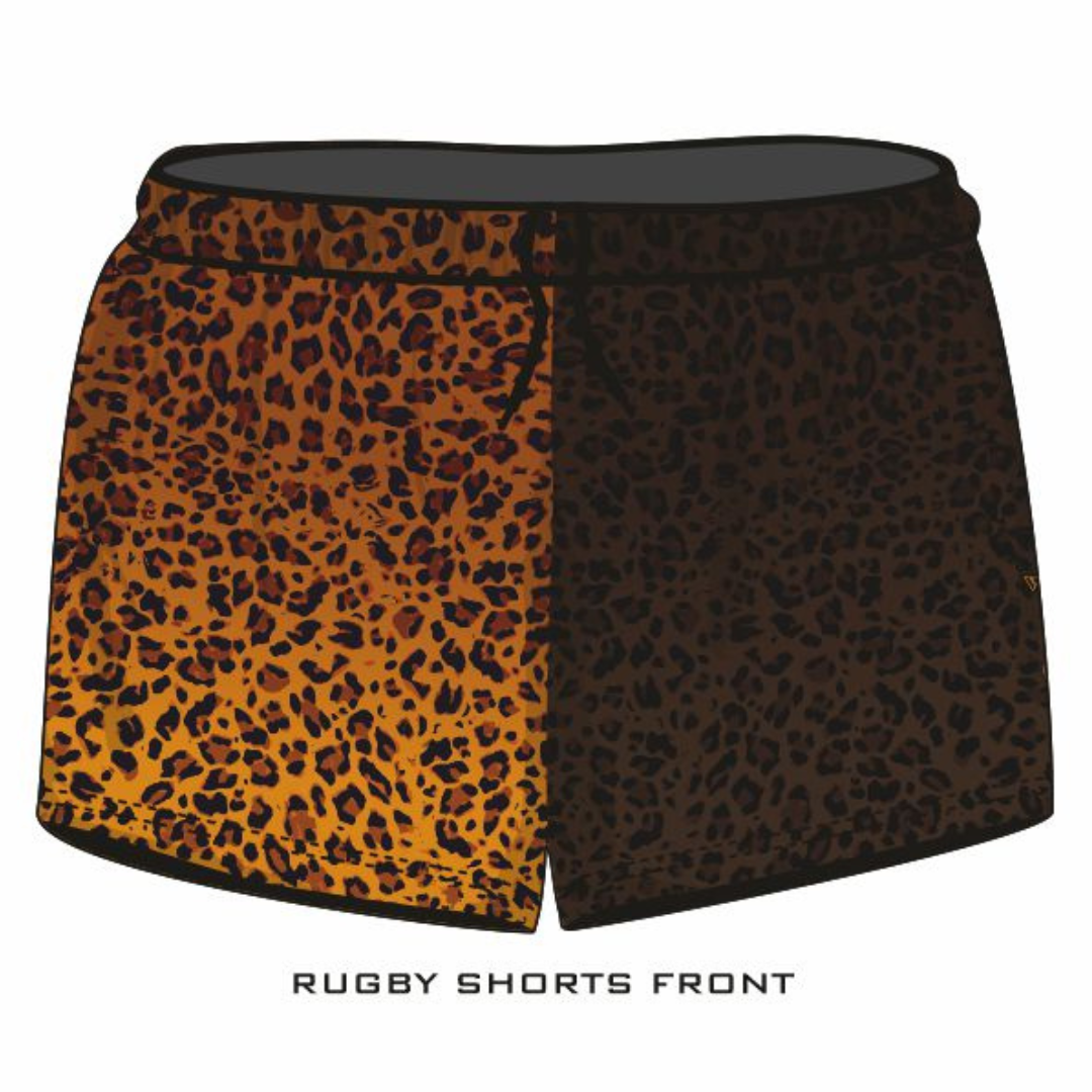 Rugby Shorts | Wild Side Leopard Print LJM Designs camping cape york CAPE YORK DESIGNS FISHING in stock leopard leopard print LJM quick dry spo-default spo-disabled sun sun shirt sun shirts sunsafe SWIMMING uv Women WOMEN'S DESIGNS Women's Fishing womens z&tee