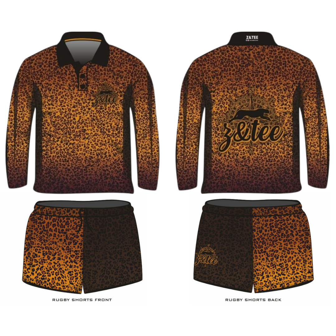 Rugby Shorts | Wild Side Leopard Print LJM Designs camping cape york CAPE YORK DESIGNS FISHING in stock leopard leopard print LJM quick dry spo-default spo-disabled sun sun shirt sun shirts sunsafe SWIMMING uv Women WOMEN'S DESIGNS Women's Fishing womens z&tee
