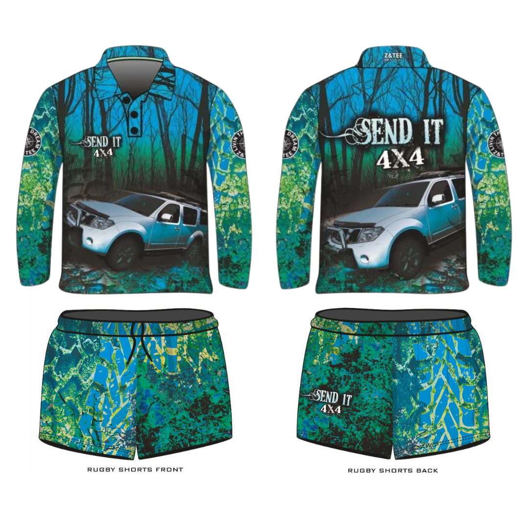 Rugby Shorts | 4x4 Send It Bush Aqua LJM Designs camping cape york CAPE YORK DESIGNS FISHING in stock LJM quick dry spo-default spo-disabled sun sun shirt sun shirts sunsafe SWIMMING uv Women WOMEN'S DESIGNS Women's Fishing womens z&tee