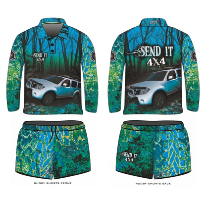 Rugby Shorts | 4x4 Send It Bush Aqua LJM Designs camping cape york CAPE YORK DESIGNS FISHING in stock LJM quick dry spo-default spo-disabled sun sun shirt sun shirts sunsafe SWIMMING uv Women WOMEN'S DESIGNS Women's Fishing womens z&tee