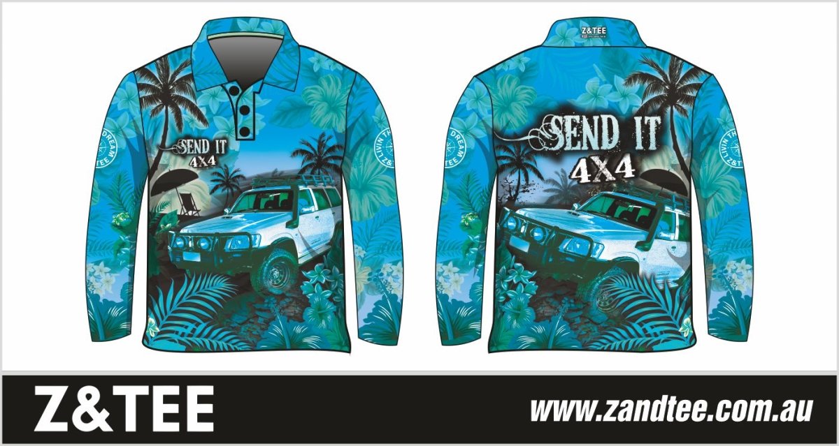 Rugby Shorts | Send It 4x4 Tropical Aqua LJM Designs camping cape york CAPE YORK DESIGNS FISHING in stock LJM quick dry spo-default spo-disabled sun sun shirt sun shirts sunsafe SWIMMING TROPICAL DESIGNS uv Women WOMEN'S DESIGNS Women's Fishing womens z&tee