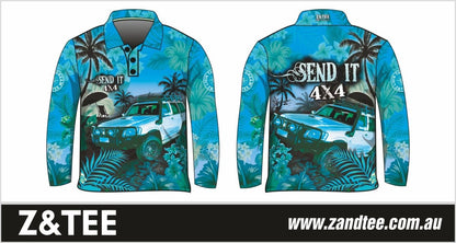Rugby Shorts | Send It 4x4 Tropical Aqua LJM Designs camping cape york CAPE YORK DESIGNS FISHING in stock LJM quick dry spo-default spo-disabled sun sun shirt sun shirts sunsafe SWIMMING TROPICAL DESIGNS uv Women WOMEN'S DESIGNS Women's Fishing womens z&tee