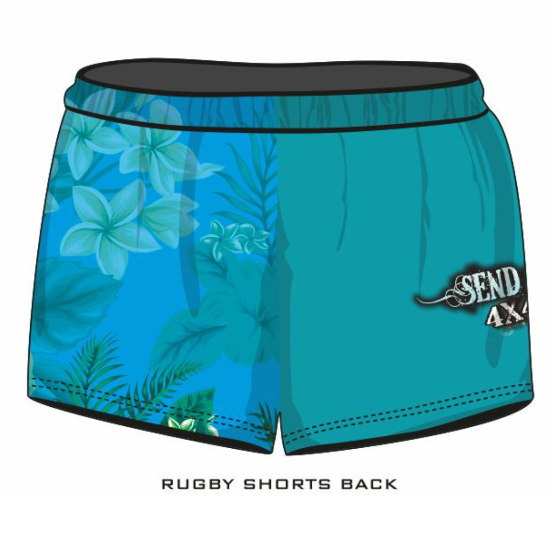 Rugby Shorts | Send It 4x4 Tropical Aqua LJM Designs camping cape york CAPE YORK DESIGNS FISHING in stock LJM quick dry spo-default spo-disabled sun sun shirt sun shirts sunsafe SWIMMING TROPICAL DESIGNS uv Women WOMEN'S DESIGNS Women's Fishing womens z&tee
