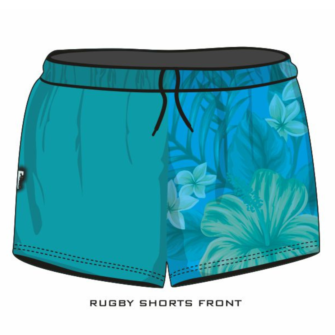 Rugby Shorts | Send It 4x4 Tropical Aqua LJM Designs camping cape york CAPE YORK DESIGNS FISHING in stock LJM quick dry spo-default spo-disabled sun sun shirt sun shirts sunsafe SWIMMING TROPICAL DESIGNS uv Women WOMEN'S DESIGNS Women's Fishing womens z&tee