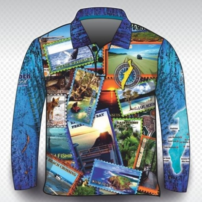 Send it to Fraser Island (K'gari) Blue Shirt Long or Short Sleeve Z and TEE 4x4 boy boys camping fishing FRASER ISLAND DESIGNS K'gari LJM men mens Preorder quick dry spo-default spo-disabled sun sun shirt sun shirts sunsafe travel uv