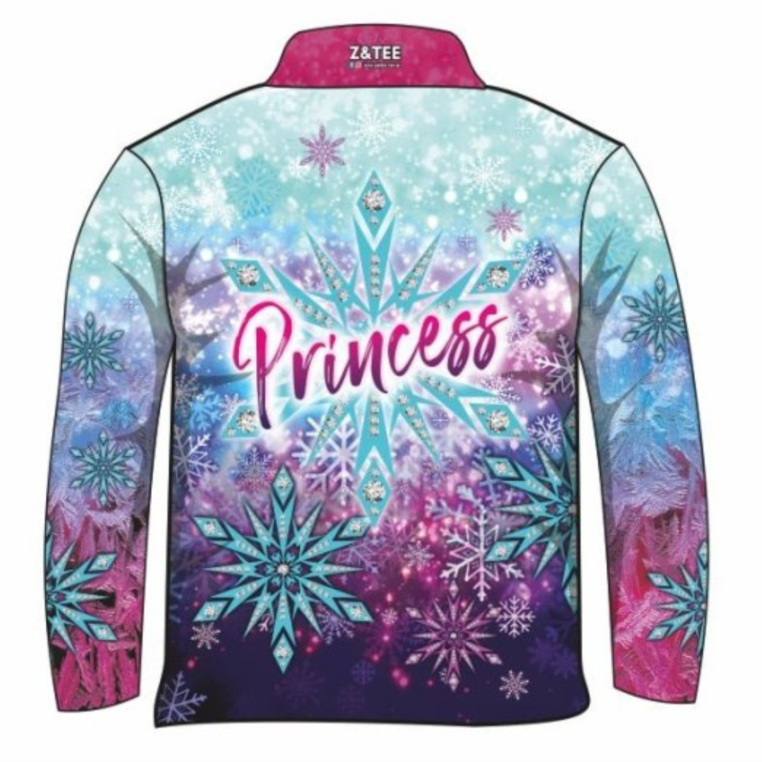 Kids | Snow Princess Long or Short Sleeve Sun Shirt - Z&Tee Z and TEE camping disney elsa fishing frozen GIRL GIRL'S DESIGNS Girl's Fishing Girls LJM men mens Preorder quick dry spo-default spo-disabled sun sun shirt sun shirts sunsafe uv