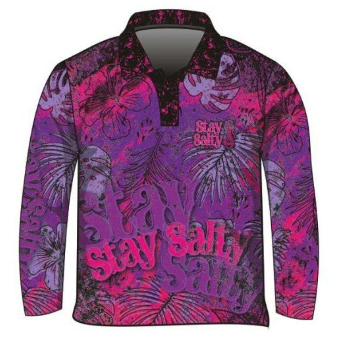 Stay Salty | Mermaid Pink Shirt Long or Short Sleeve Z and TEE camping fishing GIRLS DESIGNS LJM men mens Preorder quick dry spo-default spo-disabled sun sun shirt sun shirts sunsafe uv WOMEN'S DESIGNS
