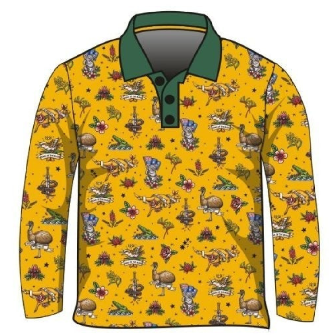Australian | Straya Gold Shirt Long or Short Sleeve Z and TEE Australia Australia Day Australian camping COUNTRY WESTERN DESIGNS fishing LJM MEN'S DESIGNS Preorder quick dry spo-default spo-disabled sun sun shirt sun shirts sunsafe uv western
