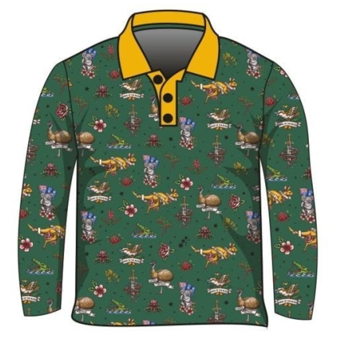 Australian | Straya Green Shirt Long or Short Sleeve Z and TEE Australia Australia Day Australian camping COUNTRY WESTERN DESIGNS fishing LJM MEN'S DESIGNS PATTERN AND PLAIN DESIGNS Preorder quick dry spo-default spo-disabled sun sun shirt sun shirts sunsafe uv western