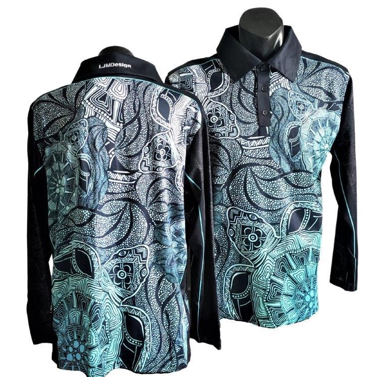 Indigenous Turtle Tradition Shirt Z and TEE ABORIGINAL Australia Australian camping FIRST NATIONS FIRST NATIONS DESIGNS fishing LJM Preorder quick dry spo-default spo-disabled sun sun shirt sun shirts sunsafe uv WORK