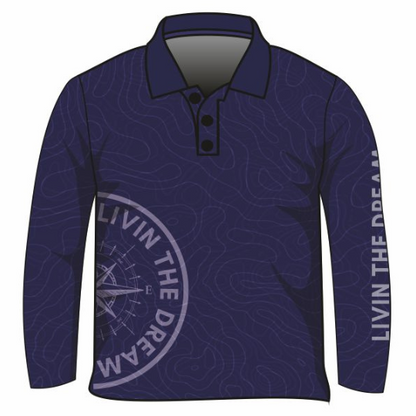 Topography Compass Blue Shirt Long or Short Sleeve Z and TEE adventure blue boys BOYS DESIGNS camping fishing LJM men MEN'S DESIGNS mens MENS DESIGNS PATTERN AND PLAIN DESIGNS plain plain colour Preorder quick dry spo-default spo-disabled sun sun shirt sun shirts sunsafe uv