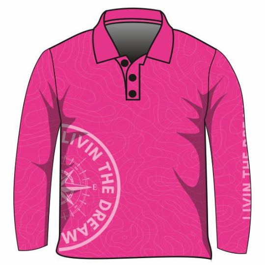 Topography Compass Pink Shirt Long or Short Sleeve Z and TEE adventure camping fishing Girls GIRLS DESIGNS LJM mens PATTERN AND PLAIN DESIGNS plain plain colour Preorder quick dry spo-default spo-disabled sun sun shirt sun shirts sunsafe uv Women WOMEN'S DESIGNS Women's Fishing Women's Fishing Shirt womens