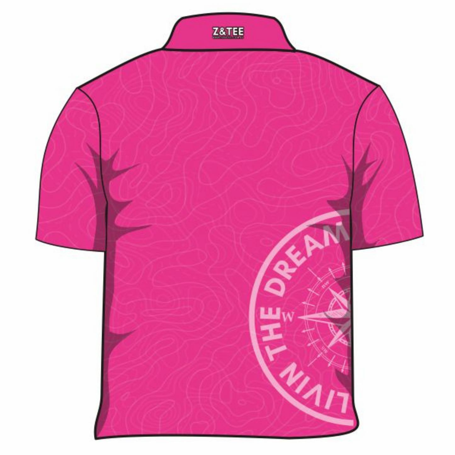 Topography Compass Pink Shirt Long or Short Sleeve Z and TEE adventure camping fishing Girls GIRLS DESIGNS LJM mens PATTERN AND PLAIN DESIGNS plain plain colour Preorder quick dry spo-default spo-disabled sun sun shirt sun shirts sunsafe uv Women WOMEN'S DESIGNS Women's Fishing Women's Fishing Shirt womens