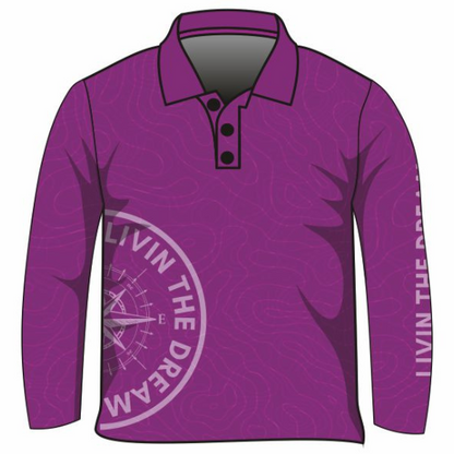 Pattern | Topography Compass Purple Shirt Long or Short Sleeve Z and TEE adventure camping fishing Girls GIRLS DESIGNS LJM mens PATTERN AND PLAIN DESIGNS plain plain colour Preorder quick dry spo-default spo-disabled sun sun shirt sun shirts sunsafe uv Women WOMEN'S DESIGNS Women's Fishing Women's Fishing Shirt womens