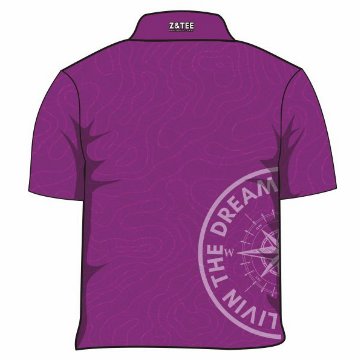 Pattern | Topography Compass Purple Shirt Long or Short Sleeve Z and TEE adventure camping fishing Girls GIRLS DESIGNS LJM mens PATTERN AND PLAIN DESIGNS plain plain colour Preorder quick dry spo-default spo-disabled sun sun shirt sun shirts sunsafe uv Women WOMEN'S DESIGNS Women's Fishing Women's Fishing Shirt womens