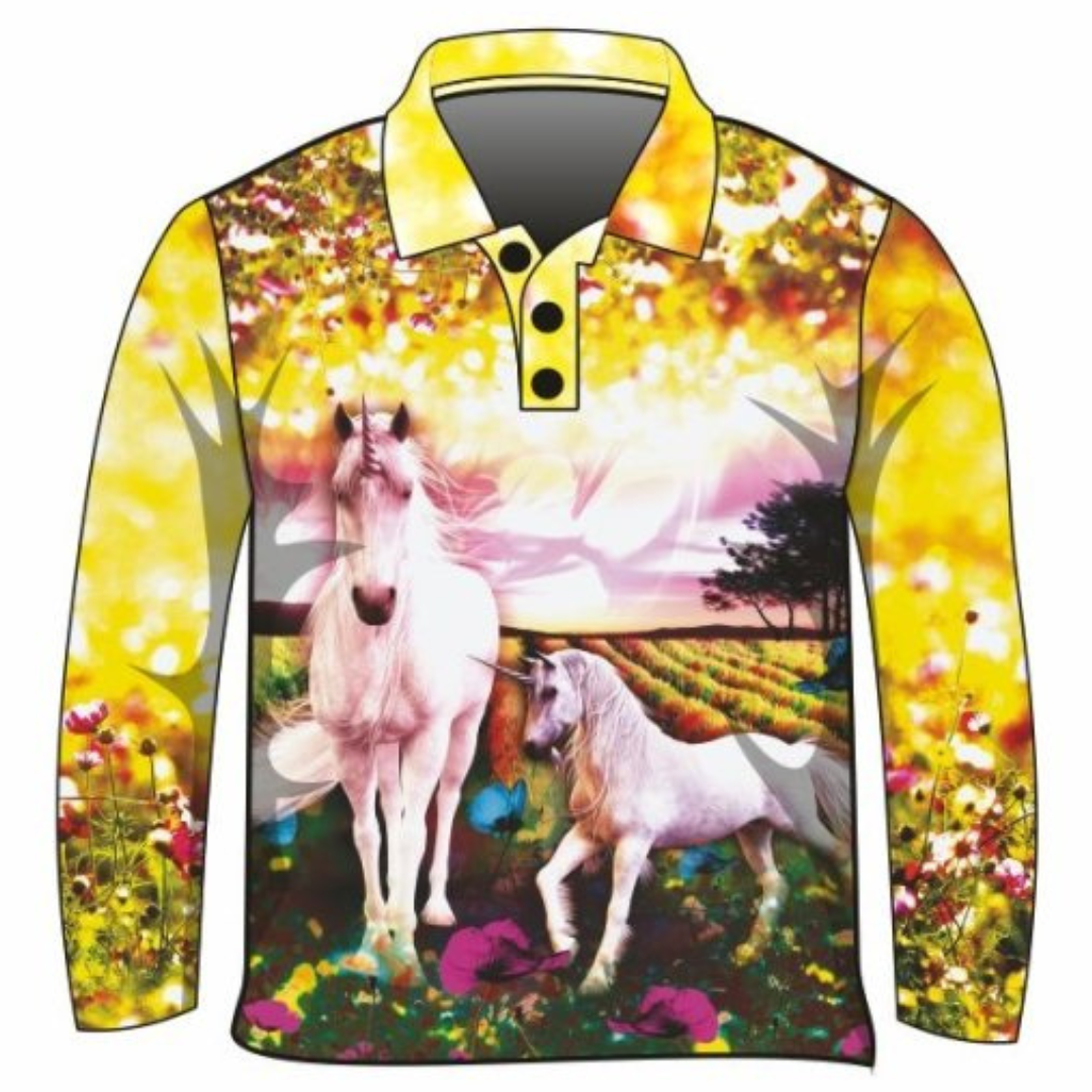 Kids | Unicorn Fields Shirt Z and TEE camping fishing GIRL Girls GIRLS DESIGNS LJM Preorder quick dry spo-default spo-disabled sun sun shirt sun shirts sunsafe uv