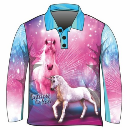 Kids | Unicorns are Real Shirt Long or Short Sleeve Z and TEE camping fishing GIRL GIRL'S DESIGNS GIRLS kid Kid's Fishing Kid's Fishing Apparel Kid's Fishing Shirt Kid's Uv Rated Shirts KIDS KIDS ALL kids design KIDS DESIGNS Kids UV rated shirt LJM pink Preorder quick dry spo-default spo-disabled sun sun shirt sun shirts sunsafe uv