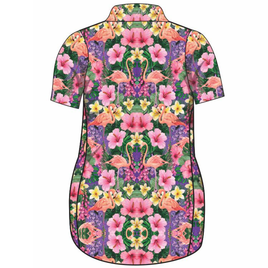 Tropical | Caribbean Flamingo Lifestyle Dress Long or Short Sleeve Z and TEE cruise Cruising girls PATTERN AND PLAIN DESIGNS tropical TROPICAL DESIGNS WOMEN'S DESIGNS womens