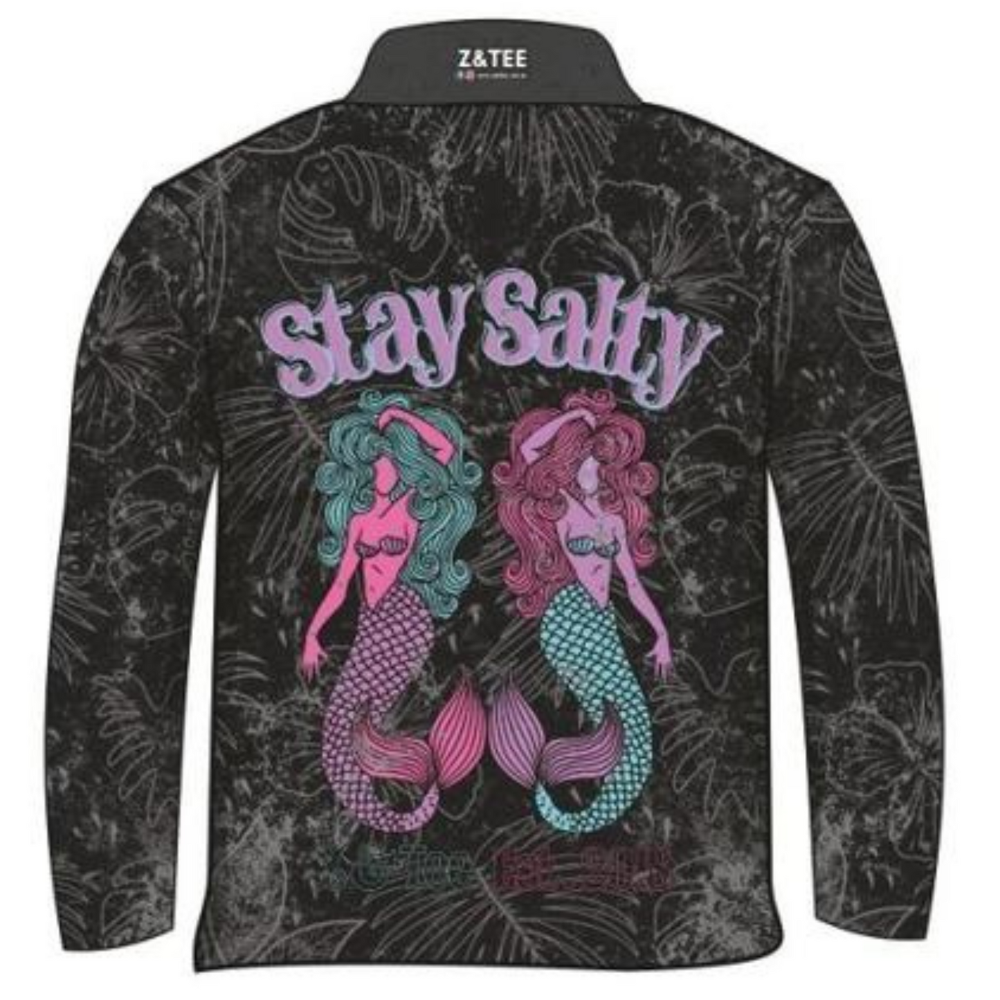 Women's | Stay Salty Mermaid Shirt Long or Short Sleeve Z and TEE black camping cruise fishing ladies LJM mermaid Preorder purple quick dry spo-default spo-disabled sun sun shirt sun shirts sunsafe sunsmart tropical TROPICAL DESIGNS uv women's WOMEN'S DESIGNS Women's Fishing