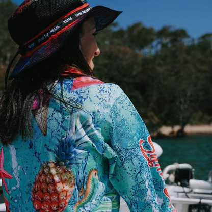 Tropical | Summer Livin Tropical Fishing Shirt Z and TEE camping cruise fishing FLORAL GIRLS DESIGNS LJM men mens Preorder quick dry spo-default spo-disabled sun sun shirt sun shirts sunsafe tropical TROPICAL DESIGNS uv WOMEN'S DESIGNS