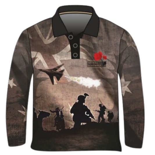 We Will Remember WWI WWII Shirt Z and TEE anzac anzac day Australia Australia Day Australian camping fishing LJM men MEN'S DESIGNS mens Preorder quick dry spo-default spo-disabled sun sun shirt sun shirts sunsafe uv war