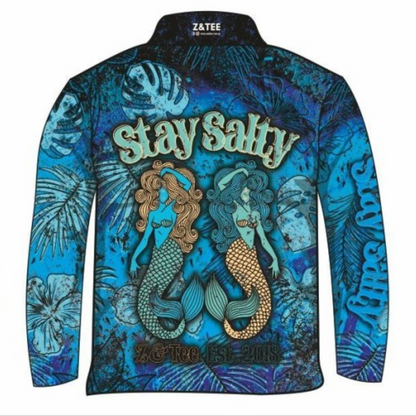 Stay Salty | Mermaid Aqua Shirt Long or Short Sleeve Z and TEE blue camping fishing ladies LJM mermaid Preorder quick dry spo-default spo-disabled sun sun shirt sun shirts sunsafe uv Women women's WOMEN'S DESIGNS