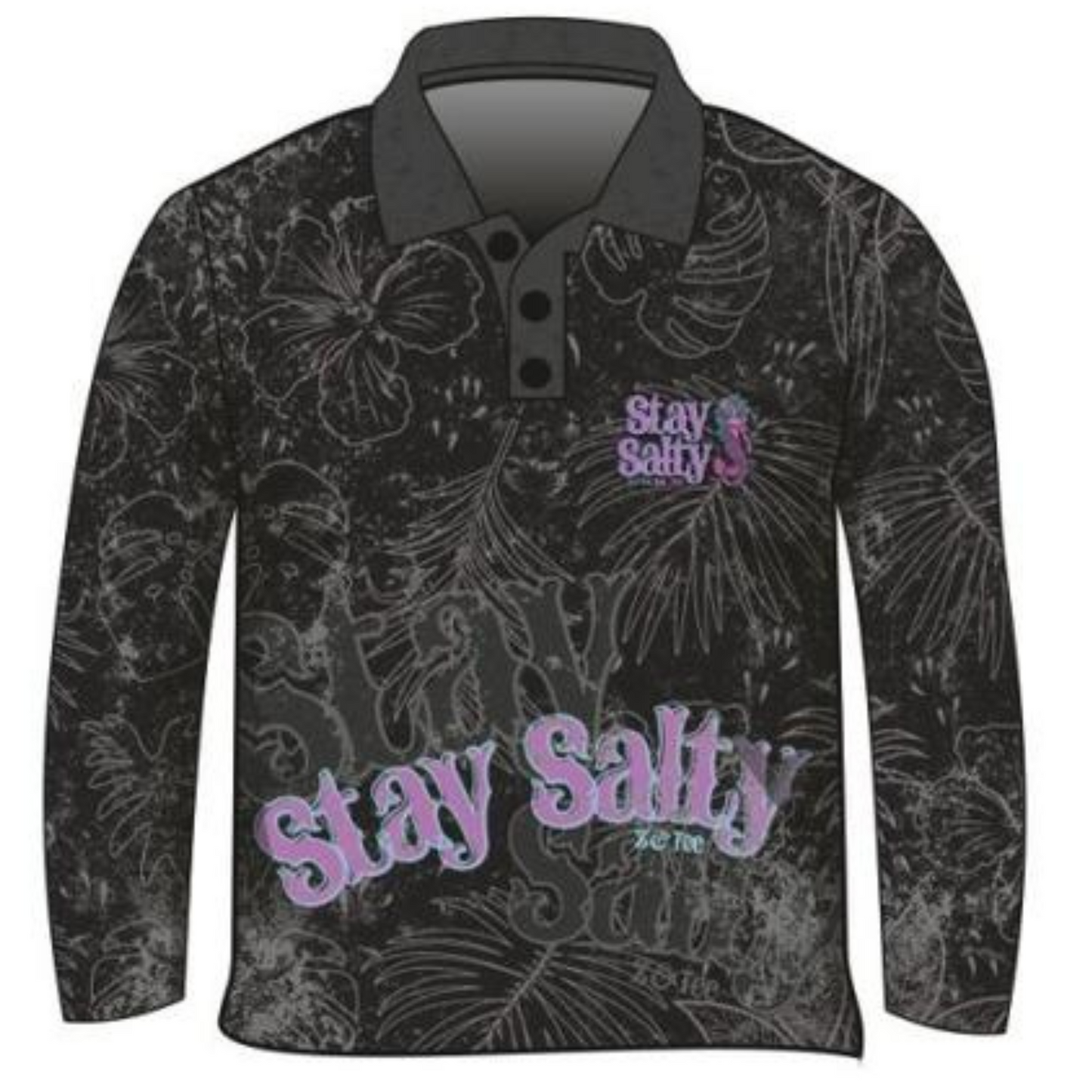 Women's | Stay Salty Mermaid Shirt Long or Short Sleeve Z and TEE black camping cruise fishing ladies LJM mermaid Preorder purple quick dry spo-default spo-disabled sun sun shirt sun shirts sunsafe sunsmart tropical TROPICAL DESIGNS uv women's WOMEN'S DESIGNS Women's Fishing