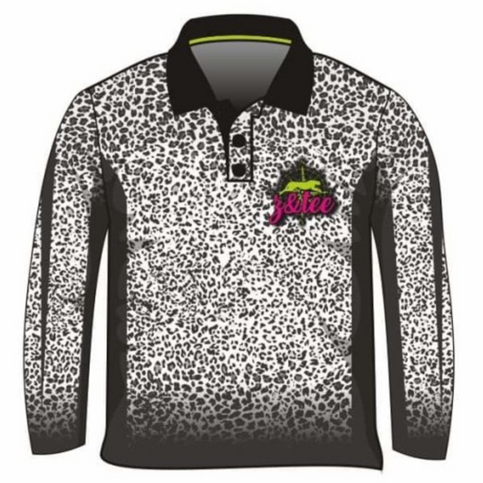 Leopard | Wild Side Snow Leopard Print Sun Shirt - Z&Tee Z and TEE camping fishing leopard leopard print LJM men mens PATTERN AND PLAIN DESIGNS Preorder quick dry spo-default spo-disabled sun sun shirt sun shirts sunsafe uv Women women's WOMEN'S DESIGNS Women's Fishing Women's Fishing Shirt