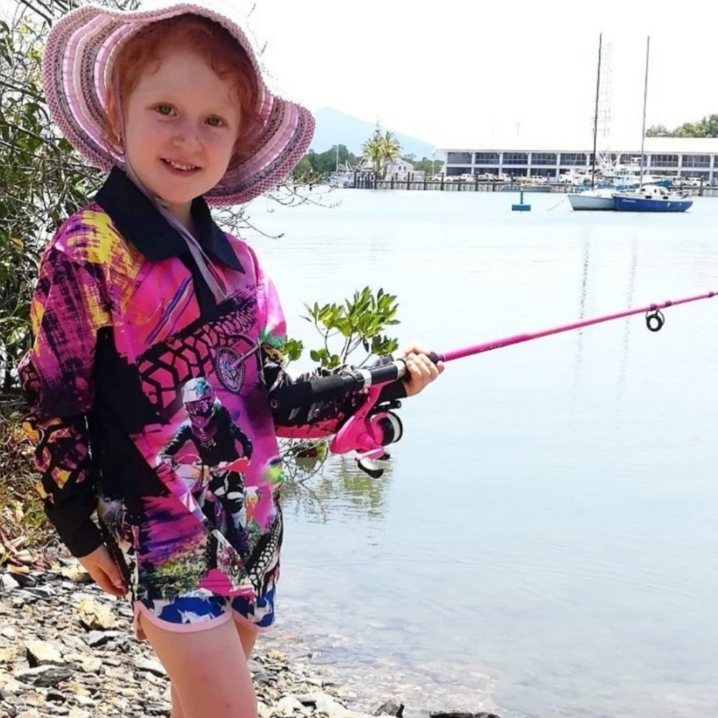 Motorbike Pink Shirt Long or Short Sleeve Z and TEE camping fishing GIRLS DESIGNS LJM Preorder quick dry spo-default spo-disabled sun sun shirt sun shirts sunsafe uv Women WOMEN'S DESIGNS Women's Fishing Women's Fishing Shirt womens xtreme