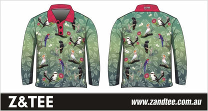 Australian | Birds Green Sun Long and Short Sleeve Shirt - Z&Tee Z and TEE Aussie Australia Australia Day Australian australian bird australian birds Australiana camping cockatoo fishing ladies Ladies Fishing Ladies Fishing Shirt LJM parrot Preorder quick dry spo-default spo-disabled sun sun shirt sun shirts sunsafe uv Women WOMEN'S DESIGNS Women's Fishing Women's Fishing Shirt womens
