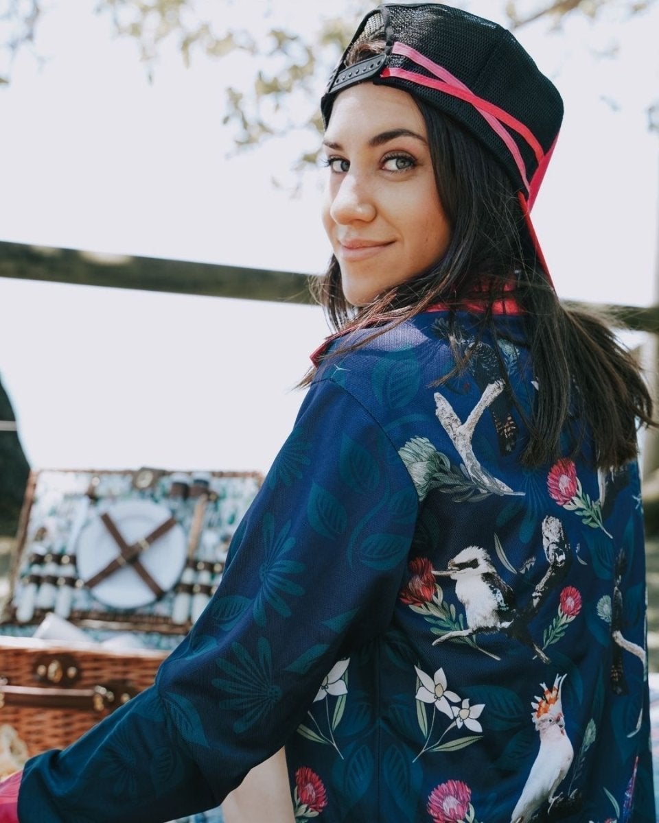 Australian | Australian Birds Navy Sun Smart Shirt - Z&Tee Z and TEE camping fishing LJM men mens Preorder quick dry spo-default spo-disabled sun sun shirt sun shirts sunsafe uv WOMEN'S DESIGNS