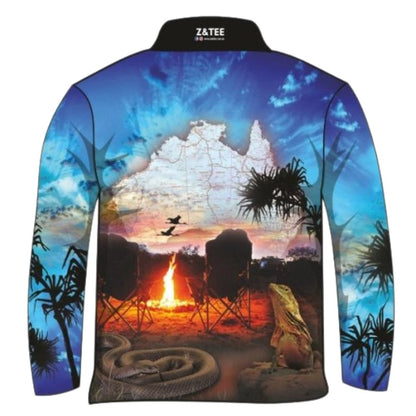 Australian | Australian Camping Blue Adventure Shirt Z and TEE Aussie Australia Australia Day Australian Australian Camping OG Australiana blue blues boys BOYS DESIGNS camping CAMPING AND CARAVAN DESIGNS camping shirt country dingo emu fishing FISHING SHIRT fishing shirts frilled neck lizard LJM men MEN'S DESIGNS mens outback Preorder quick dry snake spo-default spo-disabled sun sun shirt sun shirts sunsafe uv windmill