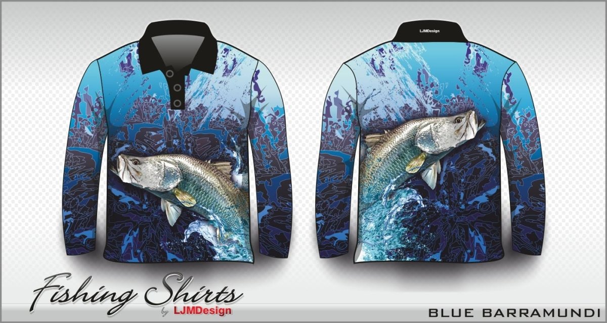 Fishing | Barramundi Blue Fishing Shirt Z and TEE barramundi blue boy boys BOYS DESIGNS FISH DESIGNS fishing LJM men MEN'S DESIGNS mens Preorder quick dry spo-default spo-disabled sun sun shirt sun shirts sunsafe uv