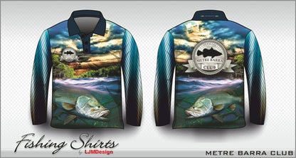 Fishing Barramundi | Metre Barra Club Fishing Shirt Z and TEE barramundi blue boy boys FISH DESIGNS fishing LJM men MEN'S DESIGNS mens Preorder quick dry spo-default spo-disabled sun sun shirt sun shirts sunsafe uv