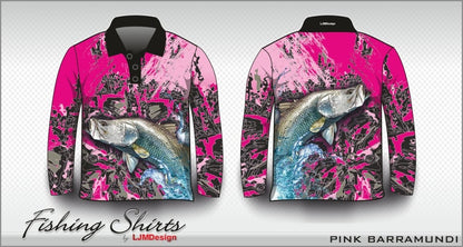 Fishing | Barramundi Pink Fishing Shirt Z and TEE barramundi FISH DESIGNS fishing girls GIRLS DESIGNS ladies LJM Preorder quick dry spo-default spo-disabled sun sun shirt sun shirts sunsafe uv WOMEN'S DESIGNS womens