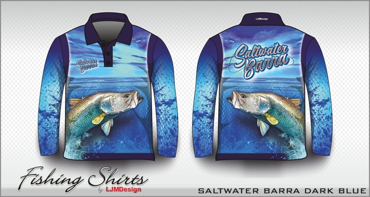 Fishing | Barramundi Saltwater Blue Fishing Shirt Z and TEE barramundi blue boy boys BOYS DESIGNS FISH DESIGNS fishing LJM men MEN'S DESIGNS mens Preorder quick dry spo-default spo-disabled sun sun shirt sun shirts sunsafe uv