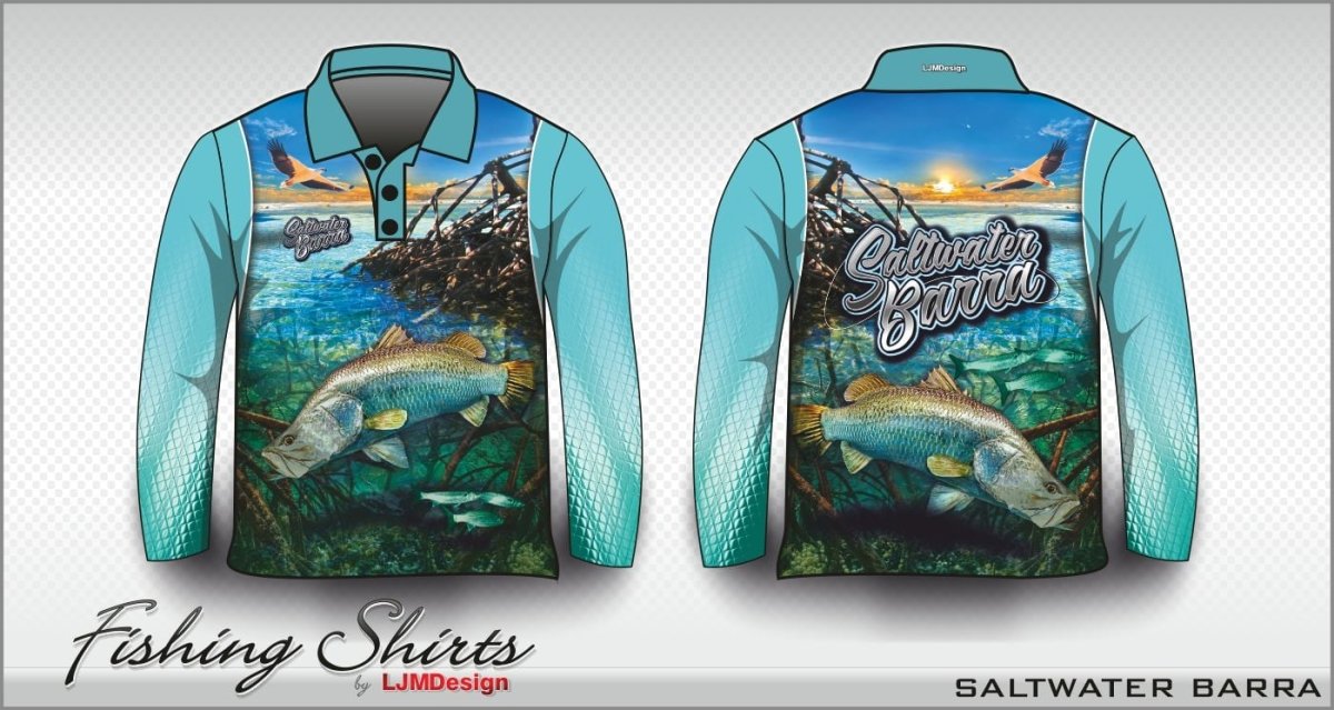 Fishing | Barramundi Saltwater Fishing Shirt Z and TEE barramundi blue boy boys BOYS DESIGNS FISH DESIGNS fishing LJM men mens Preorder quick dry spo-default spo-disabled sun sun shirt sun shirts sunsafe uv