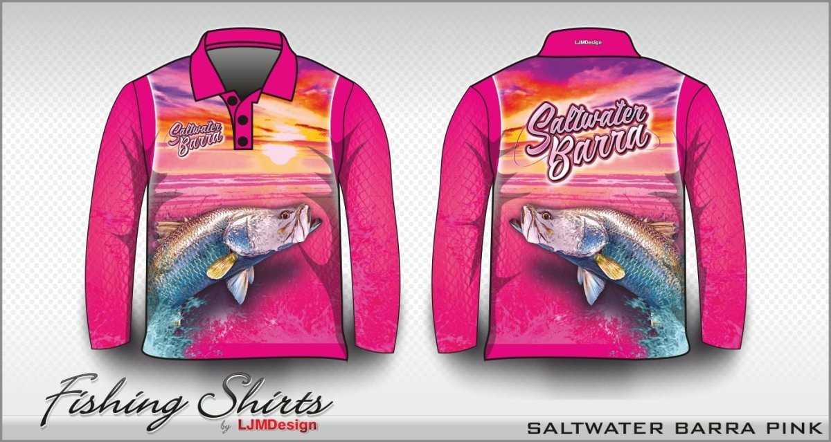 Fishing | Barramundi Saltwater Pink Fishing Shirt Z and TEE barramundi FISH DESIGNS fishing girls ladies LJM Preorder quick dry spo-default spo-disabled sun sun shirt sun shirts sunsafe uv womens