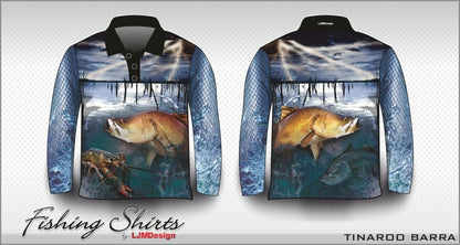 Fishing | Barramundi Tinaroo Barra Fishing Shirt Z and TEE barramundi blue boy boys BOYS DESIGNS FISH DESIGNS fishing LJM men MEN'S DESIGNS mens Preorder quick dry spo-default spo-disabled sun sun shirt sun shirts sunsafe uv