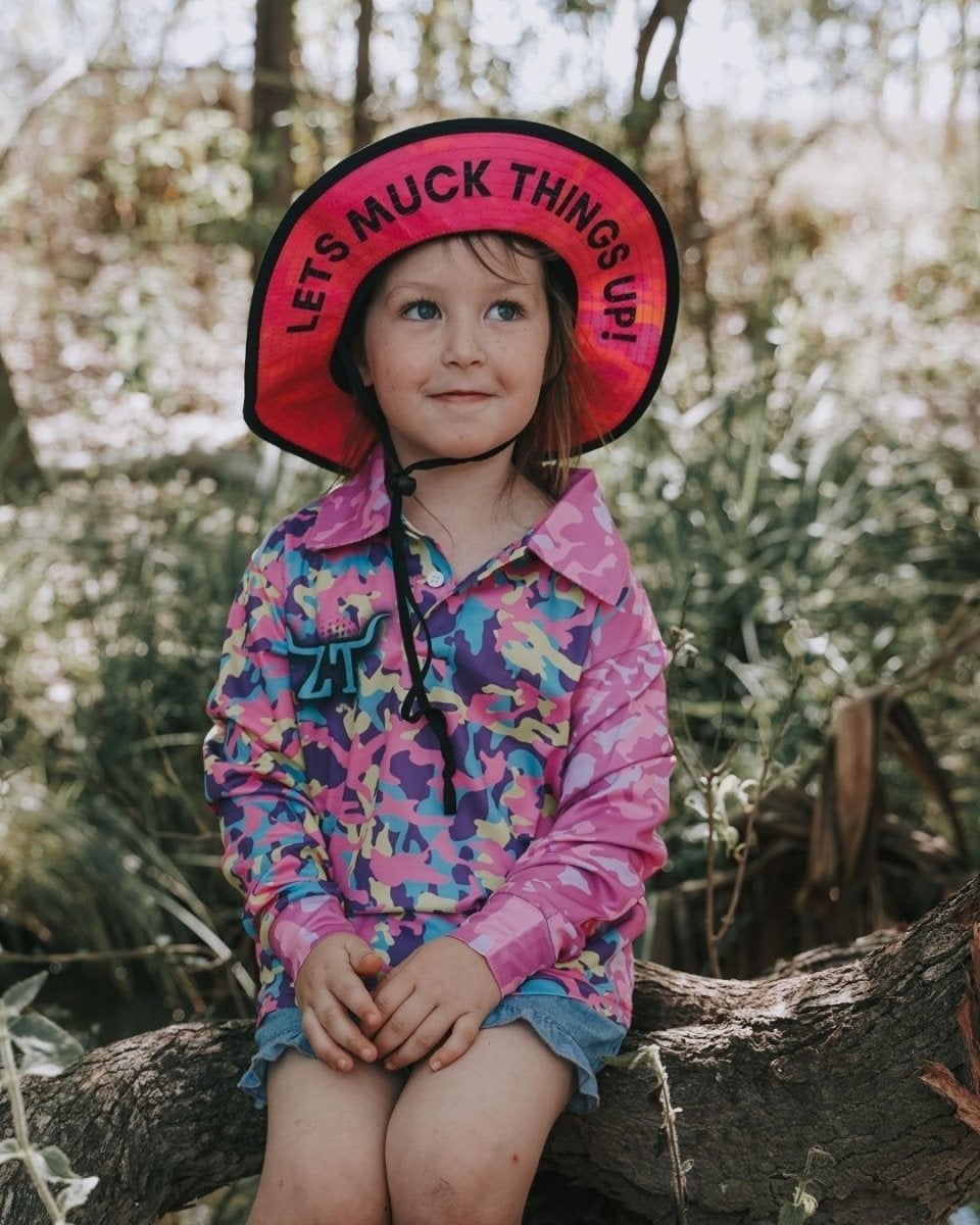 Kids | Camo Florence Pink Shirt Long or Short Sleeve Z and TEE camping fishing GIRLS DESIGNS hunting HUNTING DESIGNS LJM men mens PATTERN AND PLAIN DESIGNS pig hunting Preorder quick dry spo-default spo-disabled sun sun shirt sun shirts sunsafe uv WOMEN'S DESIGNS